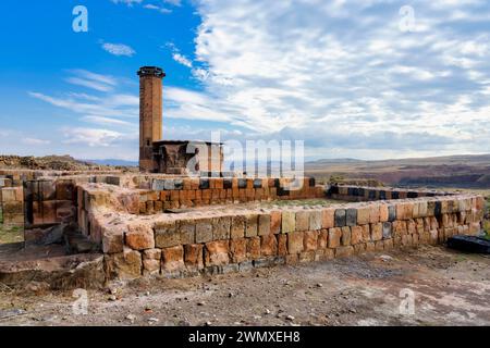 Manuchihr Moschee vom Basar aus gesehen, Ani archäologische Stätte, Kars, Türkei Stockfoto