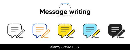 Schreiben Sie das Symbol für die Nachrichtenzeile in verschiedenen Formaten. Zweifarbige Kontur. E-Mail-Memo-Symbol für Web-App. Vektor Stock Vektor