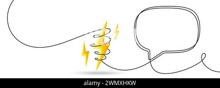 Energieleistung mit durchgehender Sprechblase. Hintergrund eines einzeiligen Chats. Vektor Stock Vektor