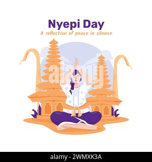 Happy Nyepi Day of Saka Silvester Illustrationsdesign Stock Vektor