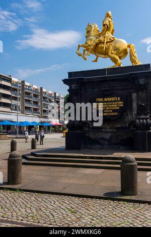 Der Goldene Reiter, Denkmal, vergoldete, goldene, reitende Statue, Architektur, Attraktion, berühmt, Reiterstatue, historisch, Verlauf Stockfoto