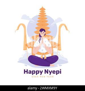 Happy nyepi hindu saka Neujahr Grußpost Stock Vektor