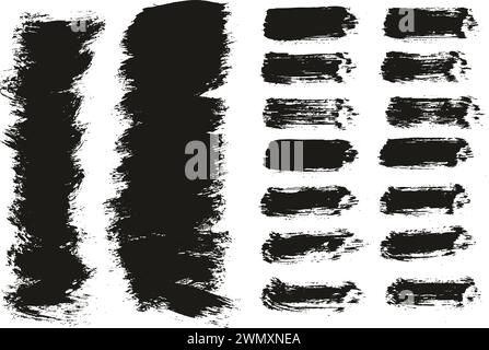 Hand gezeichnet Runde Pinsel dünner kurzer Hintergrund & gerade Linien Mix Künstler Pinsel hohes Detail abstrakter Vektor Hintergrund MEGA Mix Set Stock Vektor