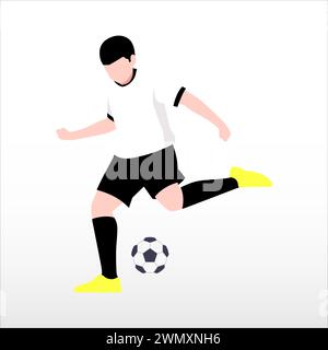 Kunstillustration Design Konzept des Fußballspielers Kick the Ball Stock Vektor