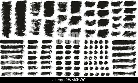 Hand gezeichnet Runde Pinsel dünner kurzer Hintergrund & gerade Linien Mix Künstler Pinsel hohes Detail abstrakter Vektor Hintergrund MEGA Mix Set Stock Vektor