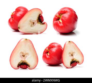 Rose-Äpfel oder Chomphu auf weißem Hintergrund Stockfoto
