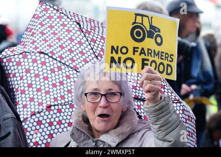 Cardiff, Wales, Vereinigtes Königreich – Mittwoch, 28. Februar 2024 – walisische Bauern und ihre Familien protestieren im Zentrum von Cardiff gegen das von der walisischen Regierung vorgeschlagene Sustainable Farming Scheme (SFS). Foto Steven May / Alamy Live News Stockfoto