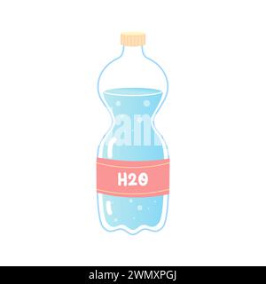Wasserflasche, h2o, für Trinknatron-Vektor Stock Vektor