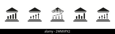 Bankvektor. Eine Reihe fallender und steigender Bestände. Finanzdiagramm auf dem Hintergrund der Bank. Bankdienstleistungen. Stock Vektor