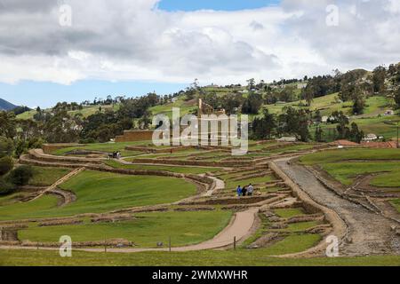 Panorama des Sonnentempels in Ingapirca die wichtigsten archäologischen Ruinen der Inka in Ingapirca, Provinz Kanar, Ecuador. Stockfoto