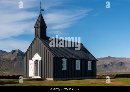 Island, Westisland, Halbinsel Snaefellsnes, Budir, Budakirkja, Kirche Stockfoto