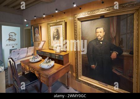Frankreich, Jura, Dole, Louis Pasteur Geburtsort, Porträt von Pasteur, das 1884 vom Maler Francois Lafon ausgeführt wurde Stockfoto
