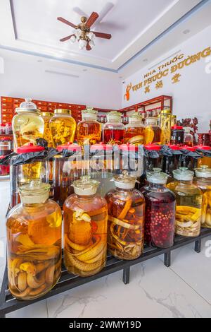 Vietnam, Mekong Delta, Kien Giang Provinz, Ha Tien, traditionelle Medizin Apotheke Stockfoto