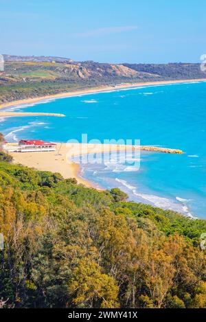 Italien, Sizilien, Agrigento, Eraclea Minoa Beach, Blick von oben, Cattolica Eraclea, Provinz Agrigento Stockfoto