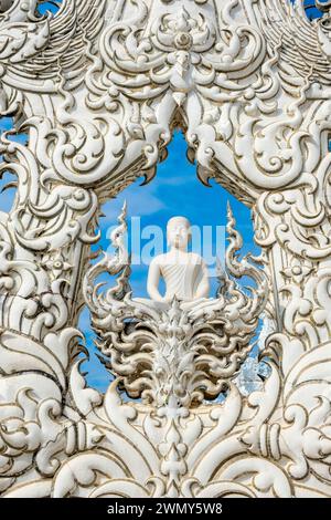 Thailand, Chiang Rai, Wat Rong Khum Tempel oder weißer Tempel Stockfoto