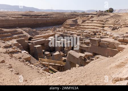 Ägypten, Sohag, Abydos, Abydos Pilgerstadt der Pharaonen, die von der UNESCO zum Weltkulturerbe erklärt wurde, Tempel von Seti I., das Osireion Stockfoto