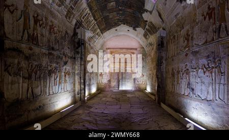 Ägypten, Sohag, Abydos, Abydos Pilgerstadt der Pharaonen, die von der UNESCO zum Weltkulturerbe erklärt wurde, Tempel von Seti I., das Heiligtum Stockfoto
