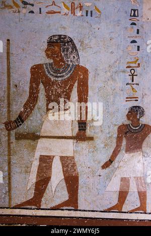 Ägypten, Assuan, Adelsgräber, Sirenput II. Grabmal, Gemälde Stockfoto