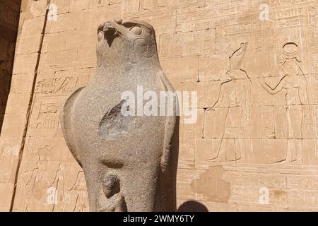 Ägypten, Edfu, Pharaonentempel in Oberägypten aus ptolemäischer und römischer Zeit, die von der UNESCO zum Weltkulturerbe erklärt wurden, Horus-Tempel Stockfoto