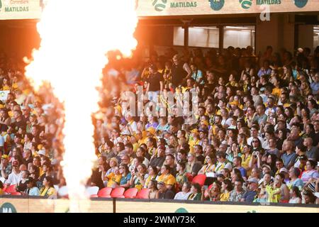 Melbourne, Victoria, Australien. Februar 2024. MELBOURNE, AUSTRALIEN - 28. FEBRUAR: Atmosphäre beim AFC Olympischen Frauenfußball-Turnier Paris 2024 Asiatische Qualifikationsrunde 3 zwischen Australien Matildas und Usbekistan im Marvel Stadium am 28. Februar 2024 in Melbourne, Australien. (Kreditbild: © Chris Putnam/ZUMA Press Wire) NUR REDAKTIONELLE VERWENDUNG! Nicht für kommerzielle ZWECKE! Stockfoto