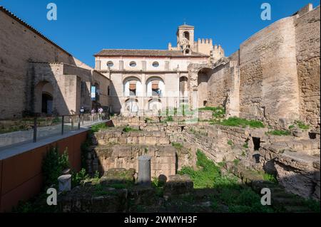 Der Innenhof des Alcazar de los Reyes Cristianos, auch bekannt als Alcazar von Cordoba, ist ein mittelalterlicher Palast/Festung im historischen Zentrum Stockfoto