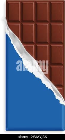 Milchschokoladenriegel in einer blauen Verpackung Stock Vektor