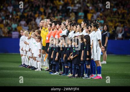 Melbourne, Victoria, Australien. Februar 2024. MELBOURNE, AUSTRALIEN - 28. FEBRUAR: Atmosphäre beim AFC Olympischen Frauenfußball-Turnier Paris 2024 Asiatische Qualifikationsrunde 3 zwischen Australien Matildas und Usbekistan im Marvel Stadium am 28. Februar 2024 in Melbourne, Australien. (Kreditbild: © Chris Putnam/ZUMA Press Wire) NUR REDAKTIONELLE VERWENDUNG! Nicht für kommerzielle ZWECKE! Stockfoto