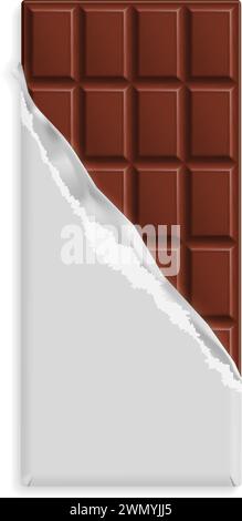 Milchschokoladenriegel in einer leeren Verpackung Stock Vektor