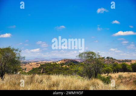 Blick auf das hügelige Land im Gebiet von Greater Geraldton, Western Australia, einer Übergangszone zwischen dem Weizengürtel und dem Outback Stockfoto