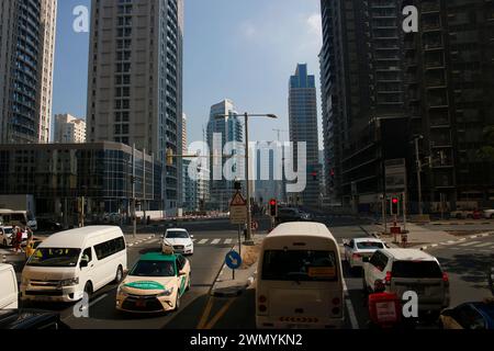 Impressionen: Blick auf die Skyline von 'Marina City', Hochhaeuser, Dubai Stockfoto