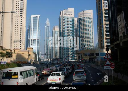 Impressionen: Blick auf die Skyline von 'Marina City', Hochhaeuser, Dubai Stockfoto