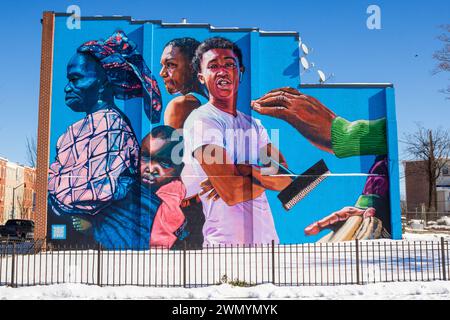 Farbiges Fototapete mit der Geschichte der Schwarzen und Afroamerikaner in Baltimore Maryland Stockfoto