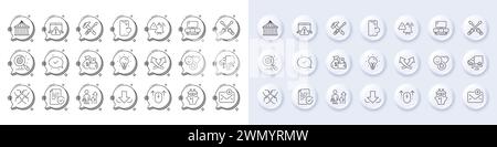 Symbole „Herunterladen“, „neue E-Mail“ und „Lieferposition“. Für Web-App drucken. Zeilensymbole. Vektor Stock Vektor