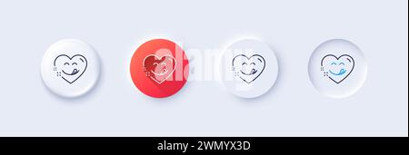 Symbol für leckere Lächeln. Emoticon mit Zungenzeichen. Comic Heart. Zeilensymbole. Vektor Stock Vektor