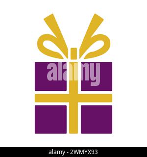 X'Violet Geschenkbox mit gelbem Band Stock Vektor