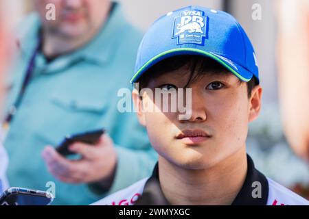 MANAMA, BAHRAIN, BAHRAIN International Circuit, 28.Feb.2024: Yuki Tsunoda von Japan und Visa Cash App RB während des Formel-1-Grand Prix von Bahrain Stockfoto