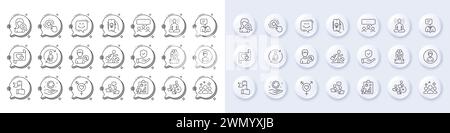 Symbole für Hand-, Support-Service- und Smile-Chatzeilen. Für Web-App drucken. Zeilensymbole. Vektor Stock Vektor