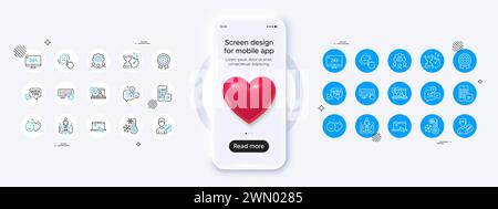 Computertastatur, medizinische Hilfe und Zeilensymbole mit Augmented Reality. Für Web-App: Drucken von Vektor Stock Vektor