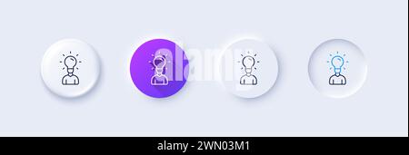 Menschliche Silhouette mit dem Symbol für die Leuchtenlinie der Idee. Zeilensymbole. Vektor Stock Vektor