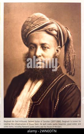 Ein Ausstellungsfoto von Barghash bin Said Al-Busaid, Sultan von Sansibar 1837-1888, Sklavenmuseum, Stone Town, Sansibar, Tansania Stockfoto