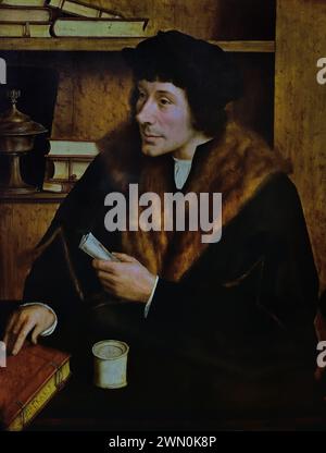 Pieter Gillis 1517 von Quinten Massys (1466 - 1530) Flämisch Belgien Königliches Museum der Schönen Künste, Antwerpen, ( Freund von Erasmus ) Gillis hält einen Brief von Thomas More ) Stockfoto