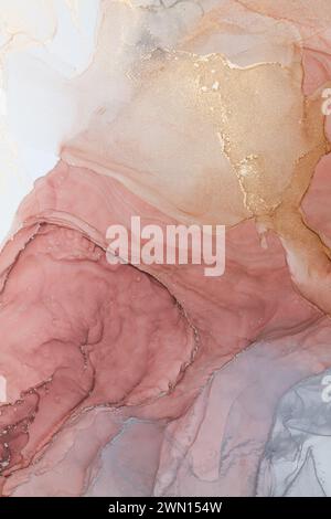 Luxuriöse Alkoholtinte. Struktur aus flüssigem Marmor. Moderner abstrakter Marmorhintergrund. Stockfoto