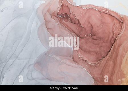 Luxuriöse Alkoholtinte. Struktur aus flüssigem Marmor. Moderner abstrakter Marmorhintergrund. Stockfoto