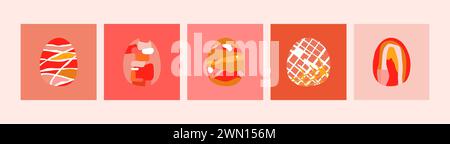 Happy Easter Grußkarte. Geometrische Osterei-Illustration. Geometrisches Muster. Vektor-Design-Vorlage für Osterfeiertage. Sammlung eleganter und trendiger Osterkarten-Vorlagen. Materialvektor... Stock Vektor