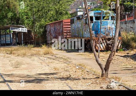 Oaxaca, Mexiko - Oaxaca Railroad Museum. Die Mexican Southern Railroad nahm ihren Betrieb 1892 zwischen Oaxaca und Pueblo auf. Der Personenverkehr hat b Stockfoto