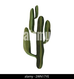 Saguaro. Kakteen. Pflanzen für das Zuhause. Blumenzucht. Wüstenflora. Isolierte Aquarellillustration auf weißem Hintergrund. Clipart Stockfoto