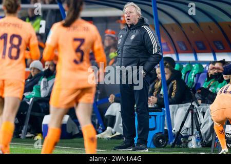 HEERENVEEN, NIEDERLANDE - 28. FEBRUAR: Cheftrainer Horst Hrubesch (Deutschland) sieht beim Spiel der UEFA Women's Nations League 2024 in den Niederlanden an Stockfoto