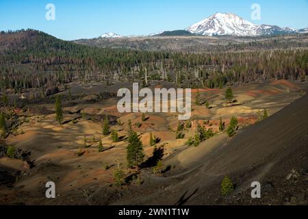 Painted Desert und Mount Lassen vom Cinder Cone in Kalifornien Stockfoto