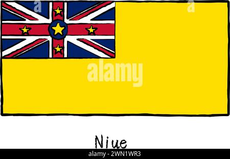Analoge handgezeichnete Weltflagge, Niue, Vektor-Illustration Stock Vektor