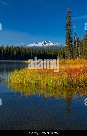 Gold-See mit Diamond Peak, Willamette National Forest, Oregon Stockfoto